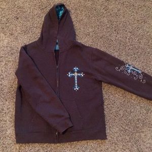 Brown and turquoise bling hoodie